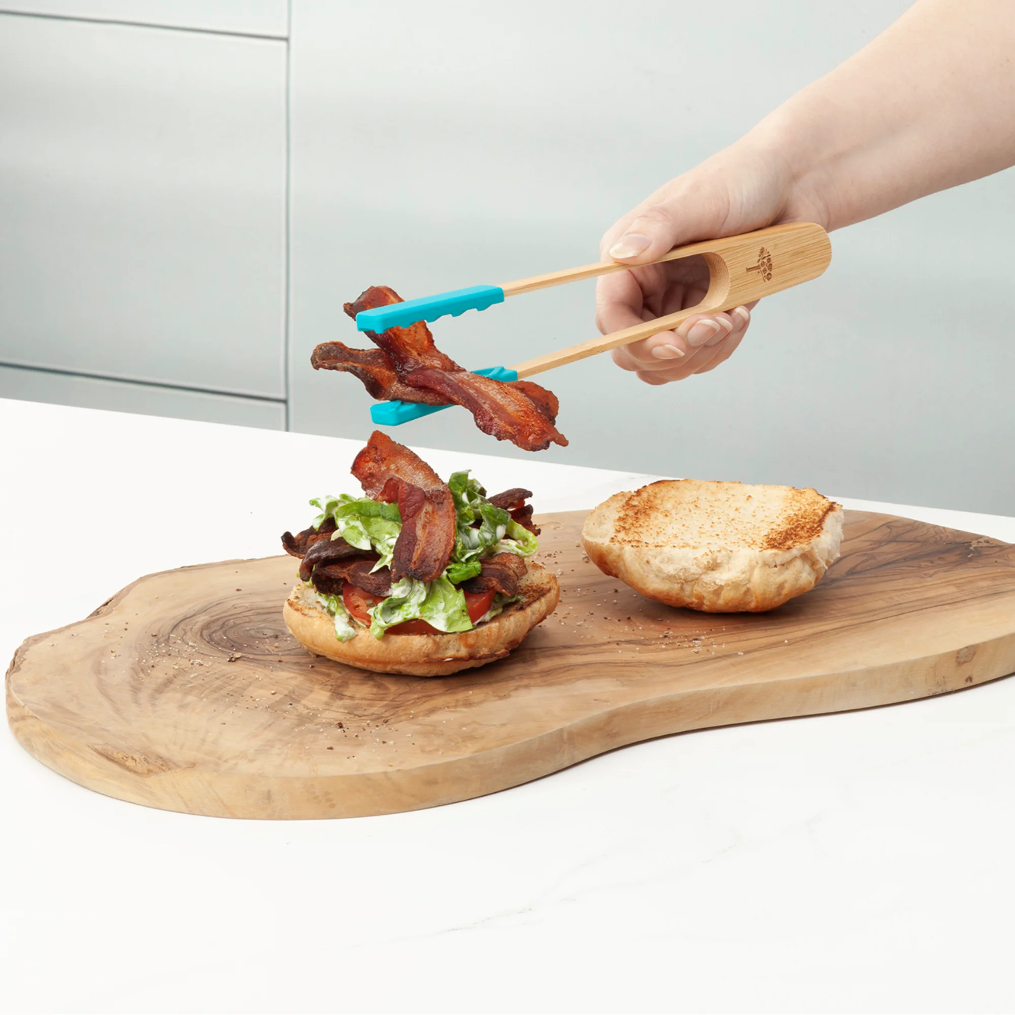 Bamboo Cooking Tongs with Silicone Tips, 25cm - Image 6