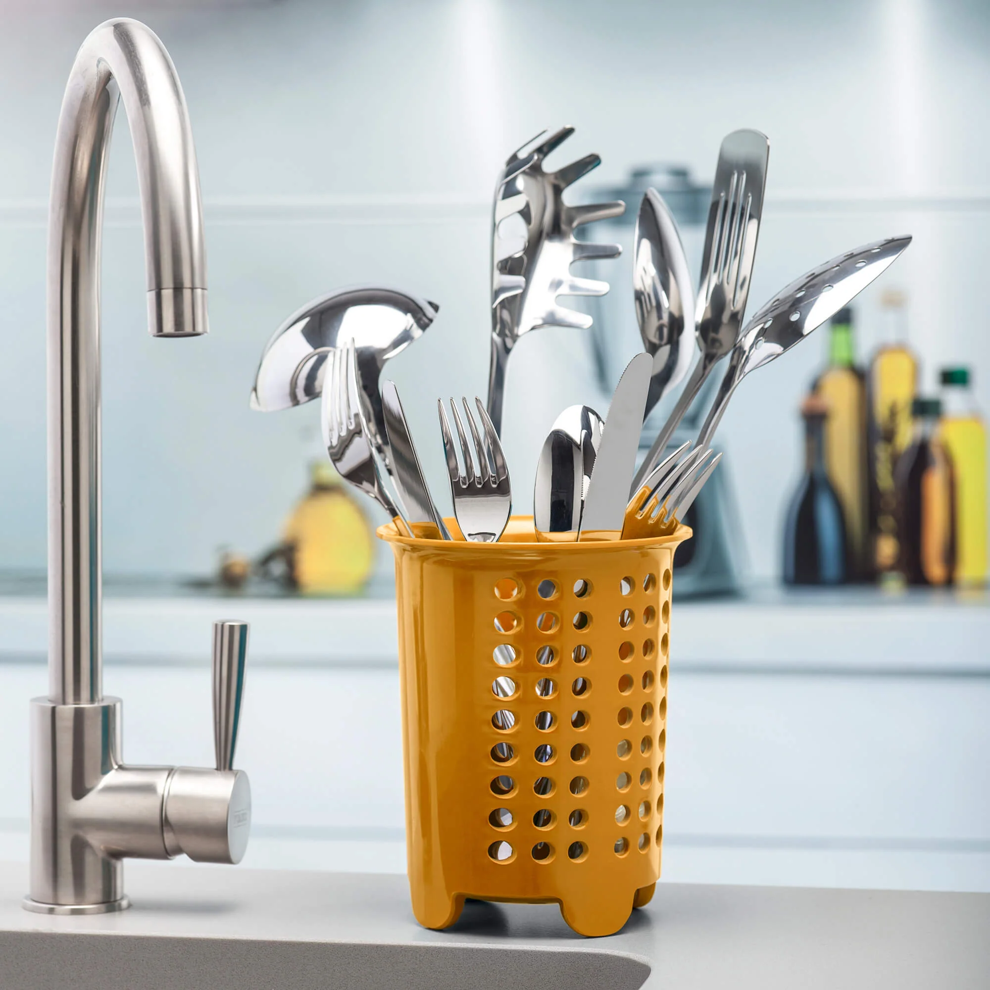 Premium Melamine Cutlery Drainer, Utensil Pot - Image 14