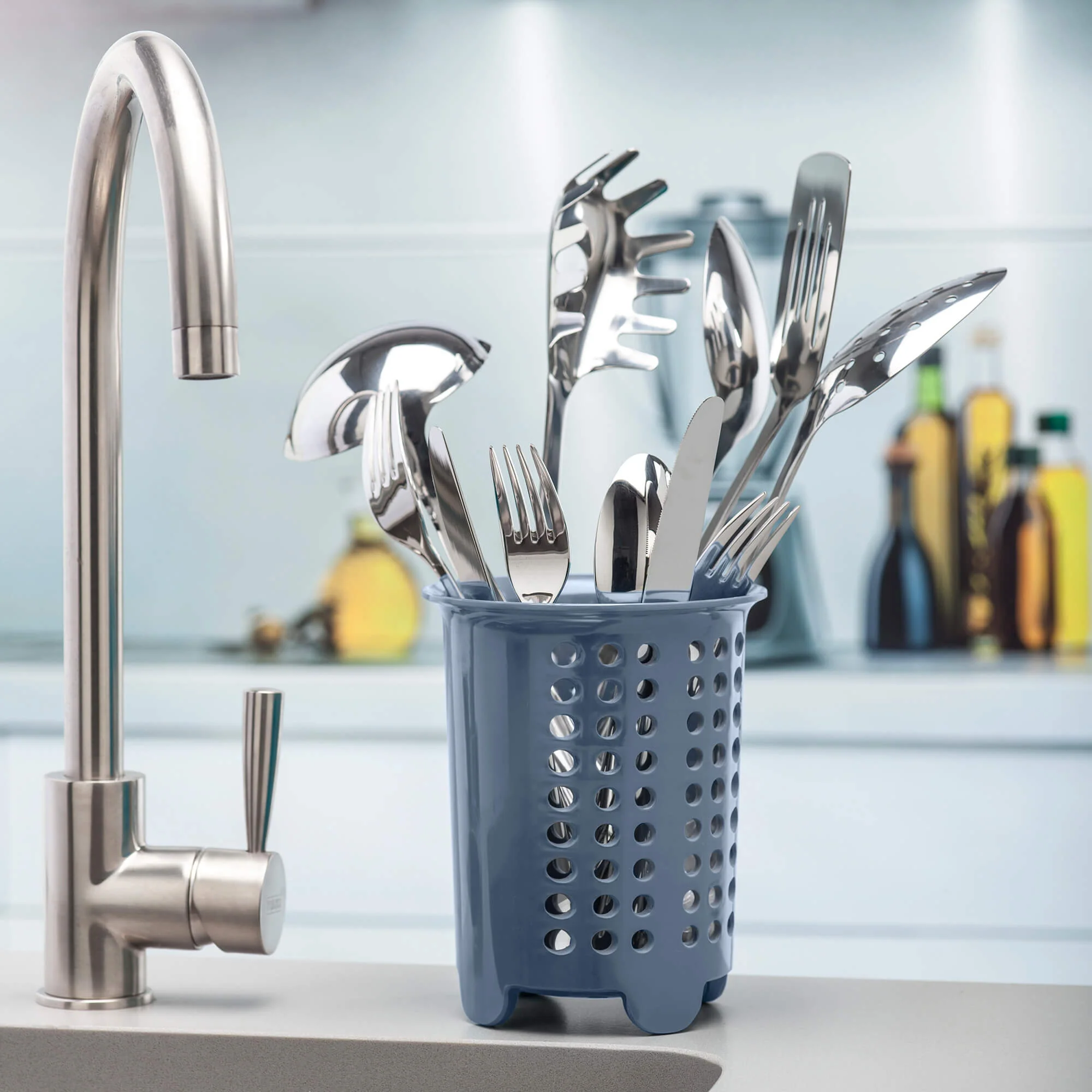 Premium Melamine Cutlery Drainer, Utensil Pot - Image 4