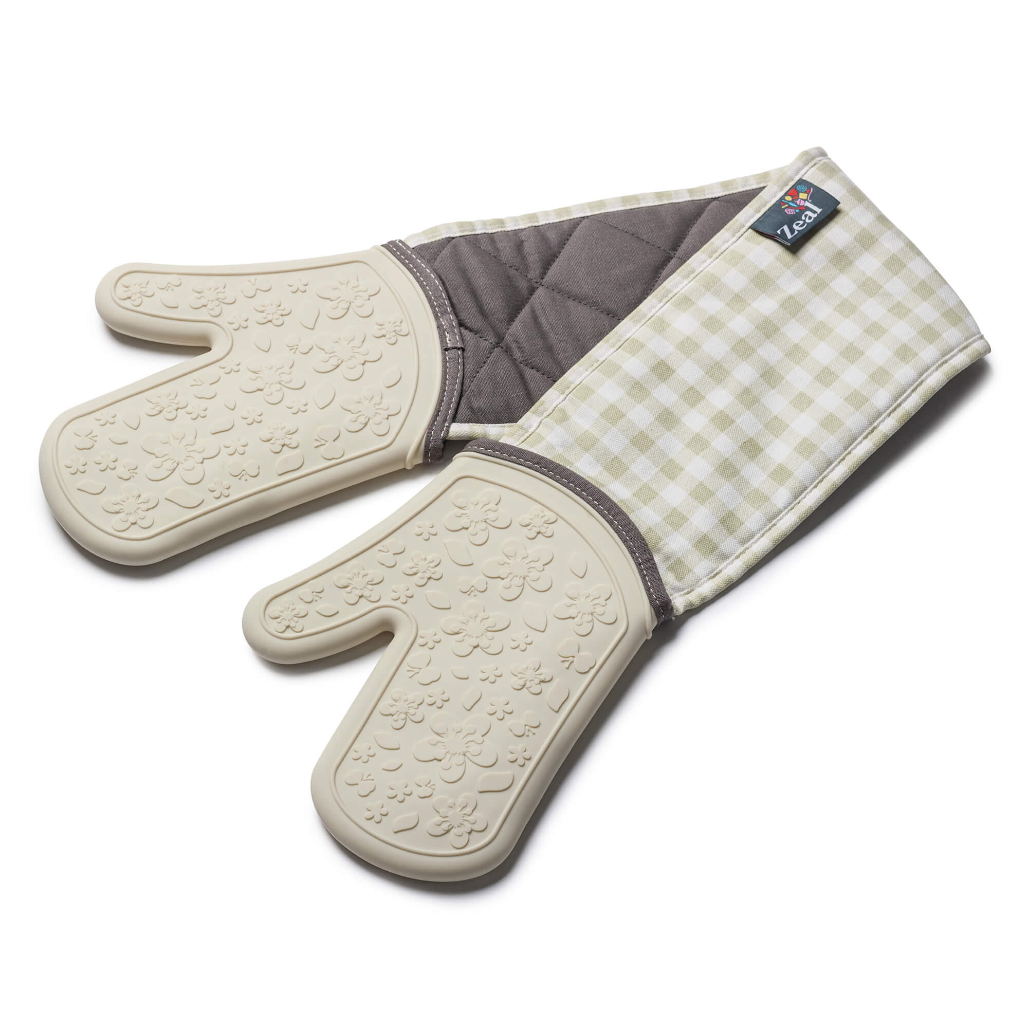 Steam Stop™ Waterproof Silicone Double Oven Glove, Gingham Floral - Image 3